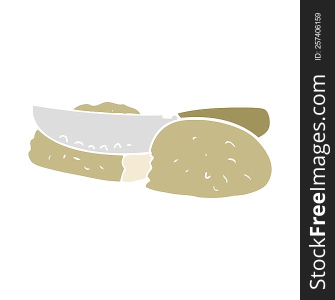 Flat Color Illustration Of A Cartoon Slicing Bread