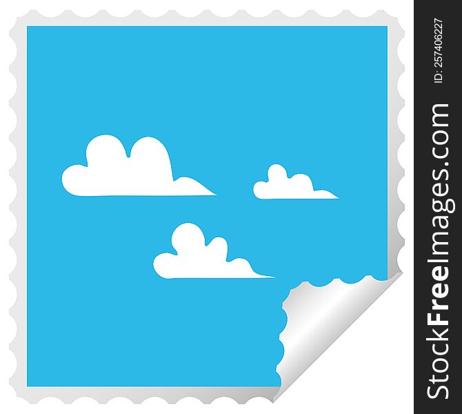 square peeling sticker cartoon of a cloud