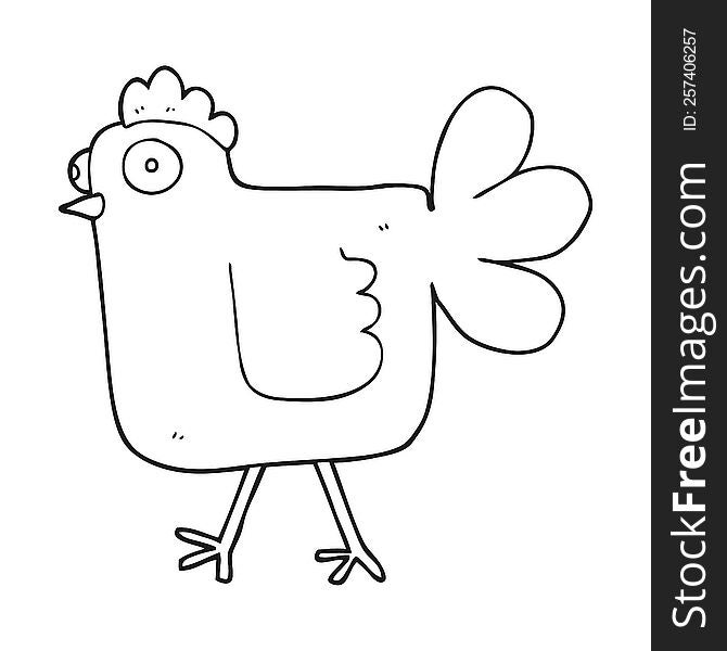 black and white cartoon chicken