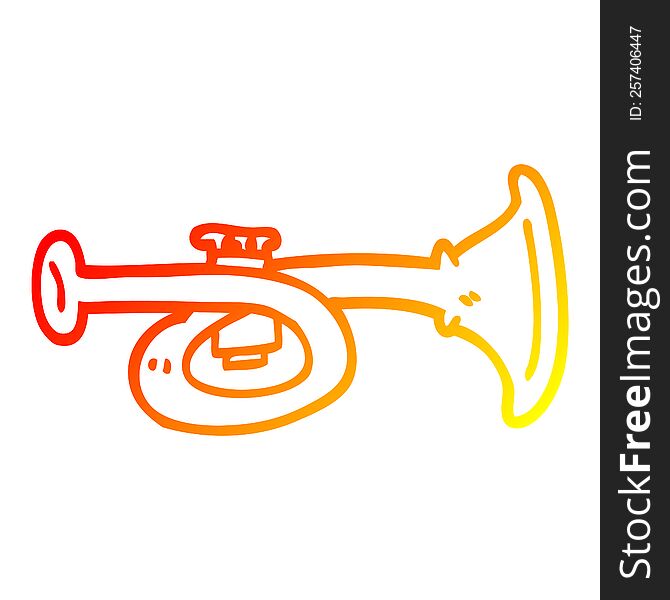 warm gradient line drawing cartoon brass horn