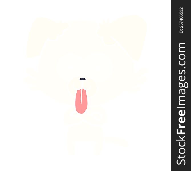 Flat Color Style Cartoon Dog With Tongue Sticking Out