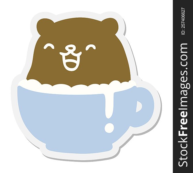 little bear in cup sticker