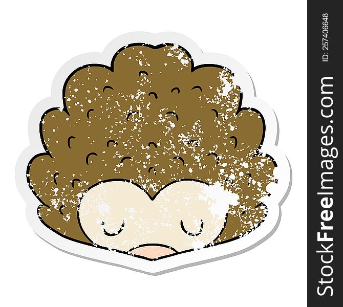 distressed sticker of a cartoon hedgehog