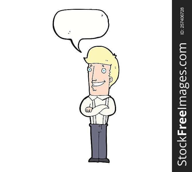 cartoon proud man with speech bubble