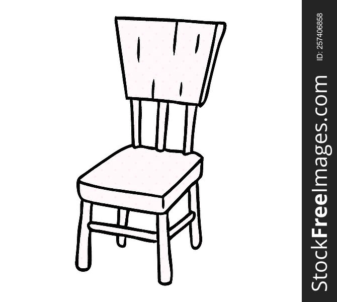Cartoon Doodle Of A  Wooden Chair