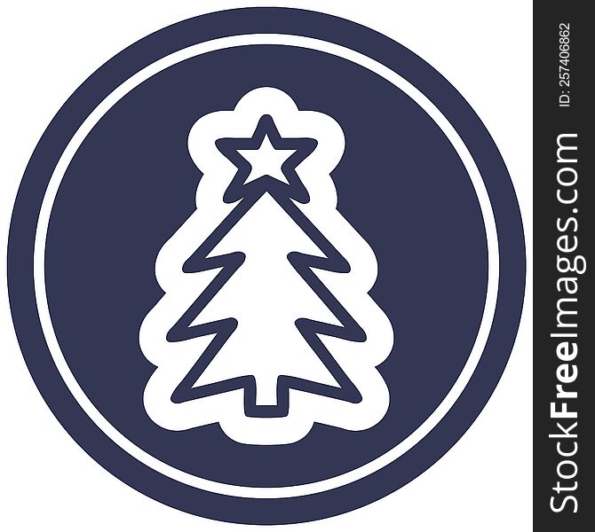 christmas tree circular icon symbol