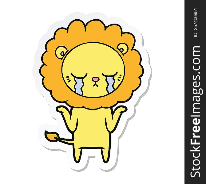 Sticker Of A Crying Cartoon Lion