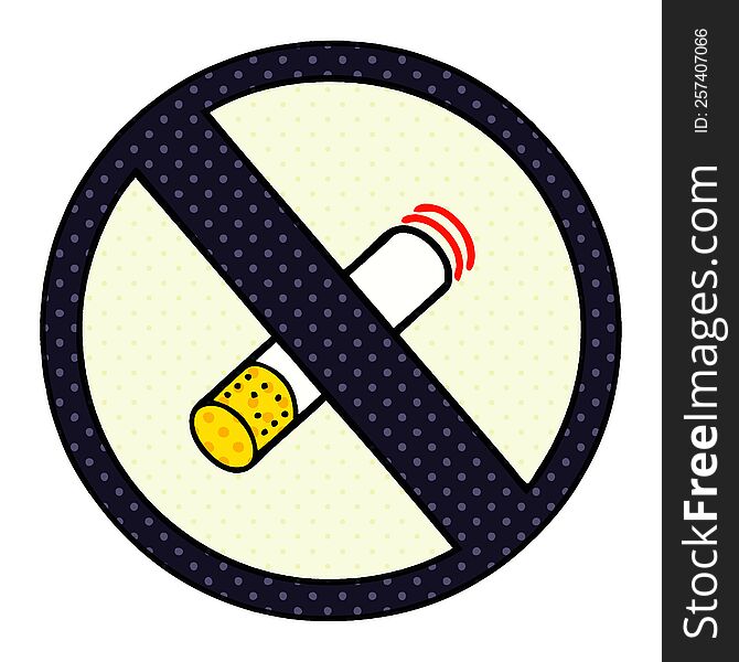 comic book style cartoon of a no smoking allowed sign