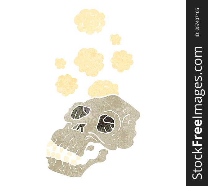 Retro Cartoon Ancient Skull
