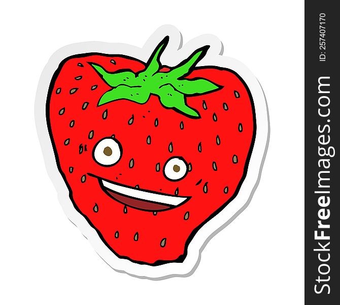 sticker of a cartoon strawberry