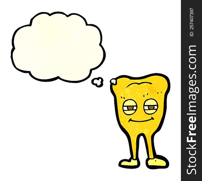 Cartoon Smiling Tooth With Thought Bubble