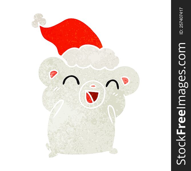 Christmas Retro Cartoon Of Kawaii Polar Bear