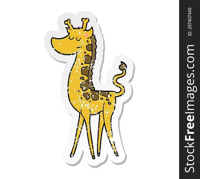 distressed sticker of a cartoon giraffe