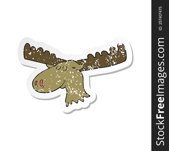 Retro Distressed Sticker Of A Cartoon Moose