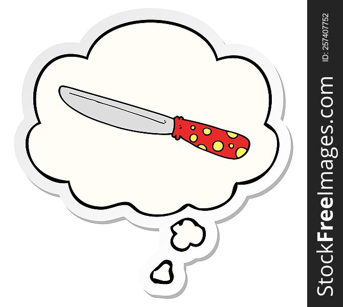 Cartoon Knife And Thought Bubble As A Printed Sticker