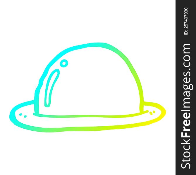 Cold Gradient Line Drawing Cartoon Bowler Hat