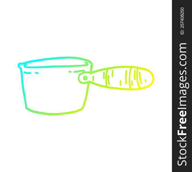 cold gradient line drawing of a cartoon cooking pan