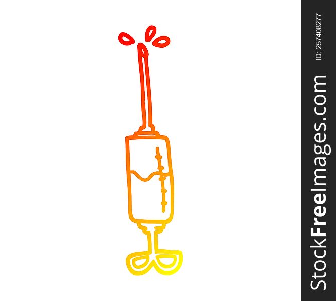 warm gradient line drawing of a cartoon injection