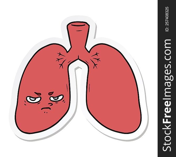 sticker of a cartoon angry lungs
