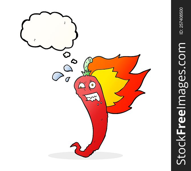 hot chilli pepper freehand drawn thought bubble cartoon. hot chilli pepper freehand drawn thought bubble cartoon