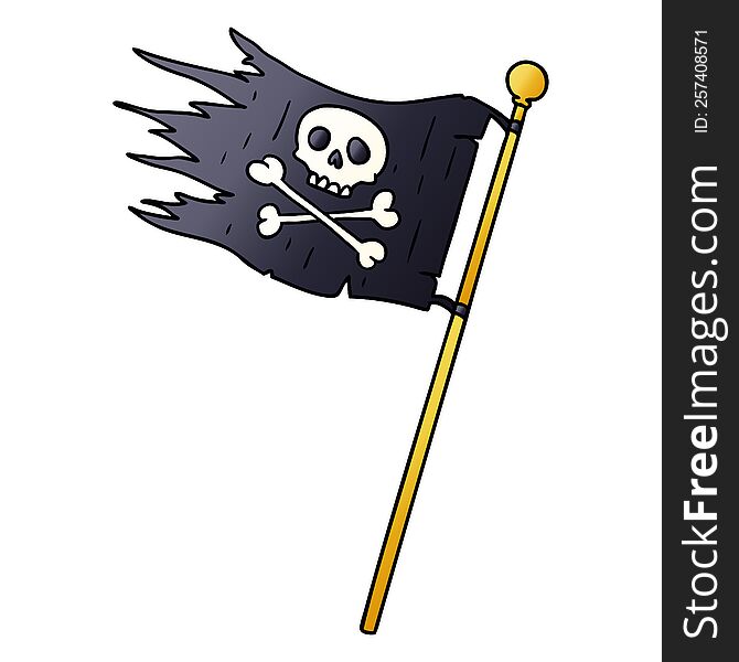 hand drawn gradient cartoon doodle of a pirates flag