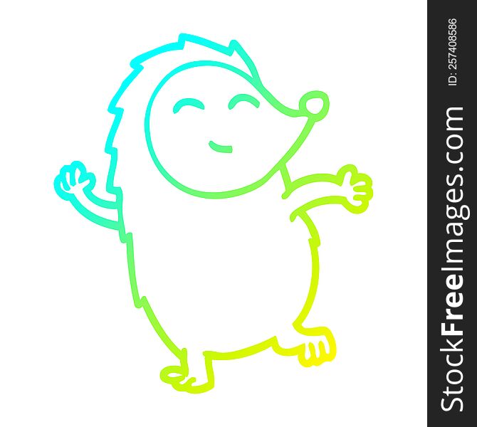 Cold Gradient Line Drawing Cartoon Dancing Hedgehog
