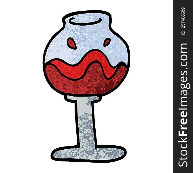 grunge textured illustration cartoon glass of wine
