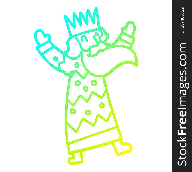 cold gradient line drawing of a cartoon jolly king