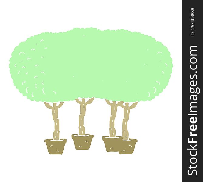 Flat Color Illustration Of A Cartoon Trees