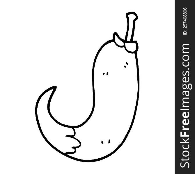 Line Drawing Cartoon Chilli Pepper