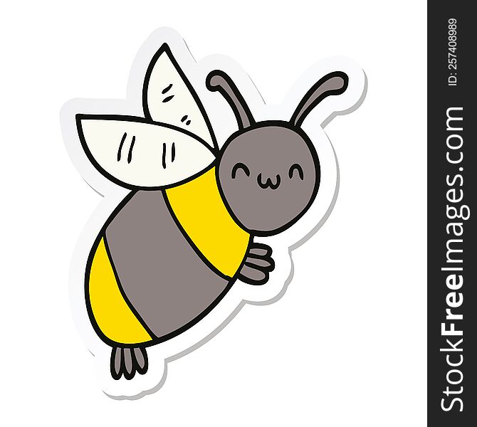 Sticker Of A Cute Cartoon Bee