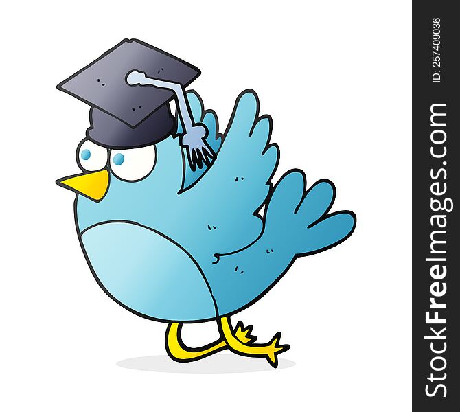 Cartoon Bird Wearing Graduation Cap