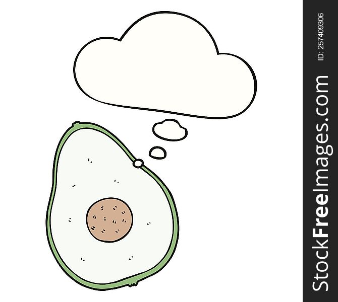 cartoon avocado and thought bubble