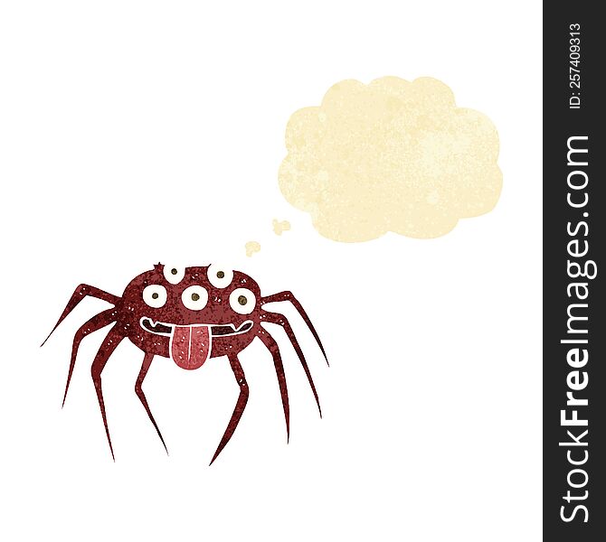 Cartoon Gross Halloween Spider With Thought Bubble