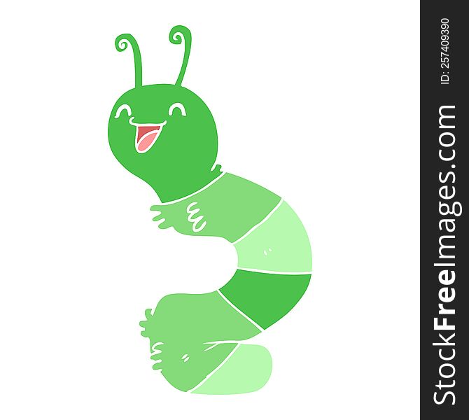 flat color style cartoon happy caterpillar