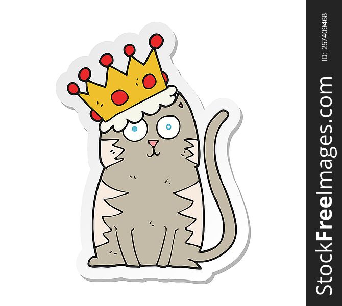sticker of a cartoon cat with crown