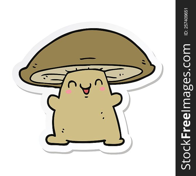 Sticker Of A Cartoon Mushroom Character