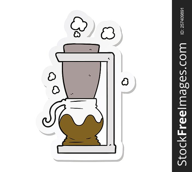 sticker of a cartoon filter coffee machine