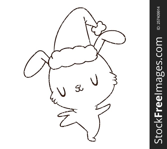 Christmas Bunny Charcoal Drawing