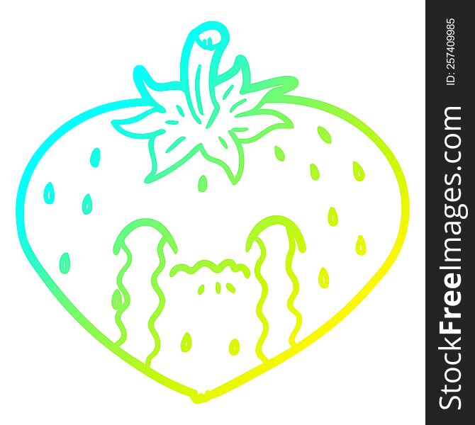 cold gradient line drawing of a cartoon strawberry