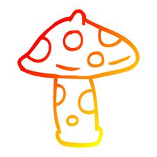 Warm Gradient Line Drawing Cartoon Mushroom Royalty Free Stock Images