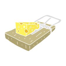 Flat Color Illustration Of A Cartoon Mouse Trap Royalty Free Stock Photography