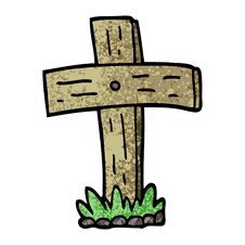 Grunge Textured Illustration Cartoon Graveyard Cross Royalty Free Stock Images