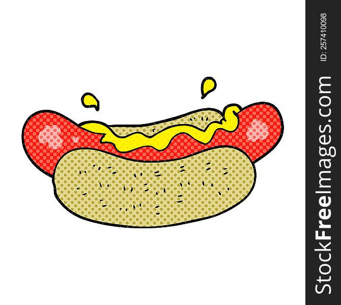 freehand drawn cartoon hotdog