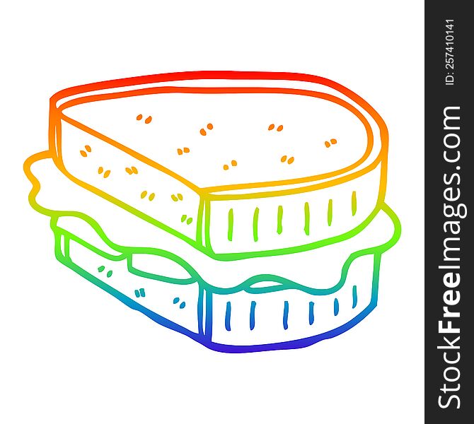 Rainbow Gradient Line Drawing Cartoon Loaded Sandwich