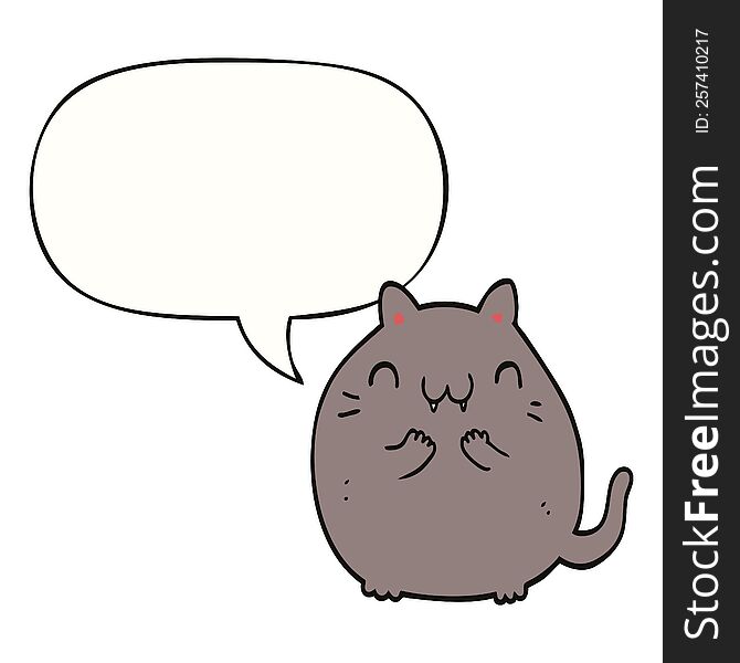 Happy Cartoon Cat And Speech Bubble