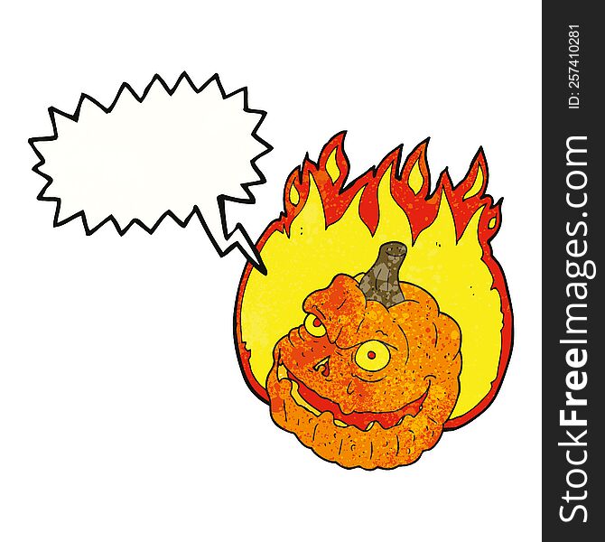 Speech Bubble Textured Cartoon Spooky Pumpkin