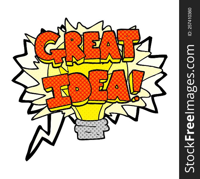 Comic Book Speech Bubble Cartoon Great Idea Light Bulb Symbol