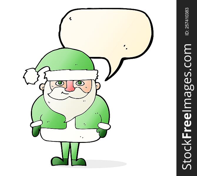 Cartoon Happy Santa Claus With Speech Bubble