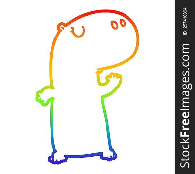 rainbow gradient line drawing of a cartoon hippopotamus